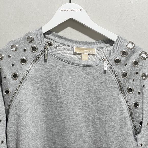 MICHAEL MICHAEL KORS Women’s Gray Pullover Grommet & Zipper Detail Sweatshirt M - Picture 3 of 7